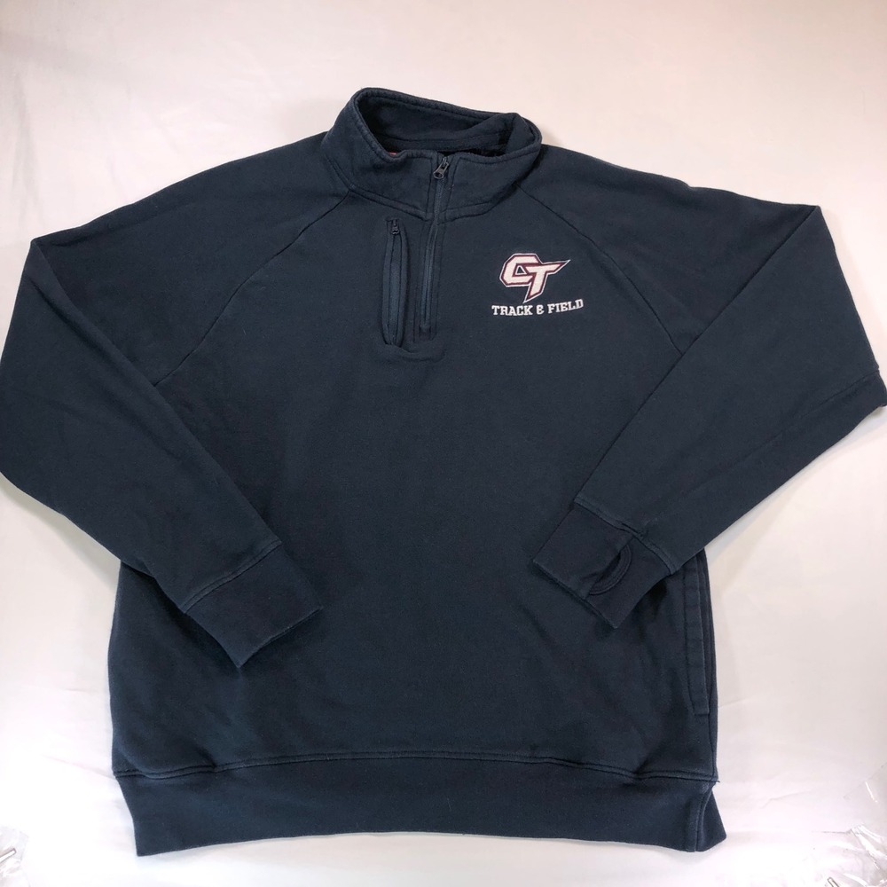 Fleece Collection Georgia Tech Track & Field Quarter Zip Pullover Navy Mens XL